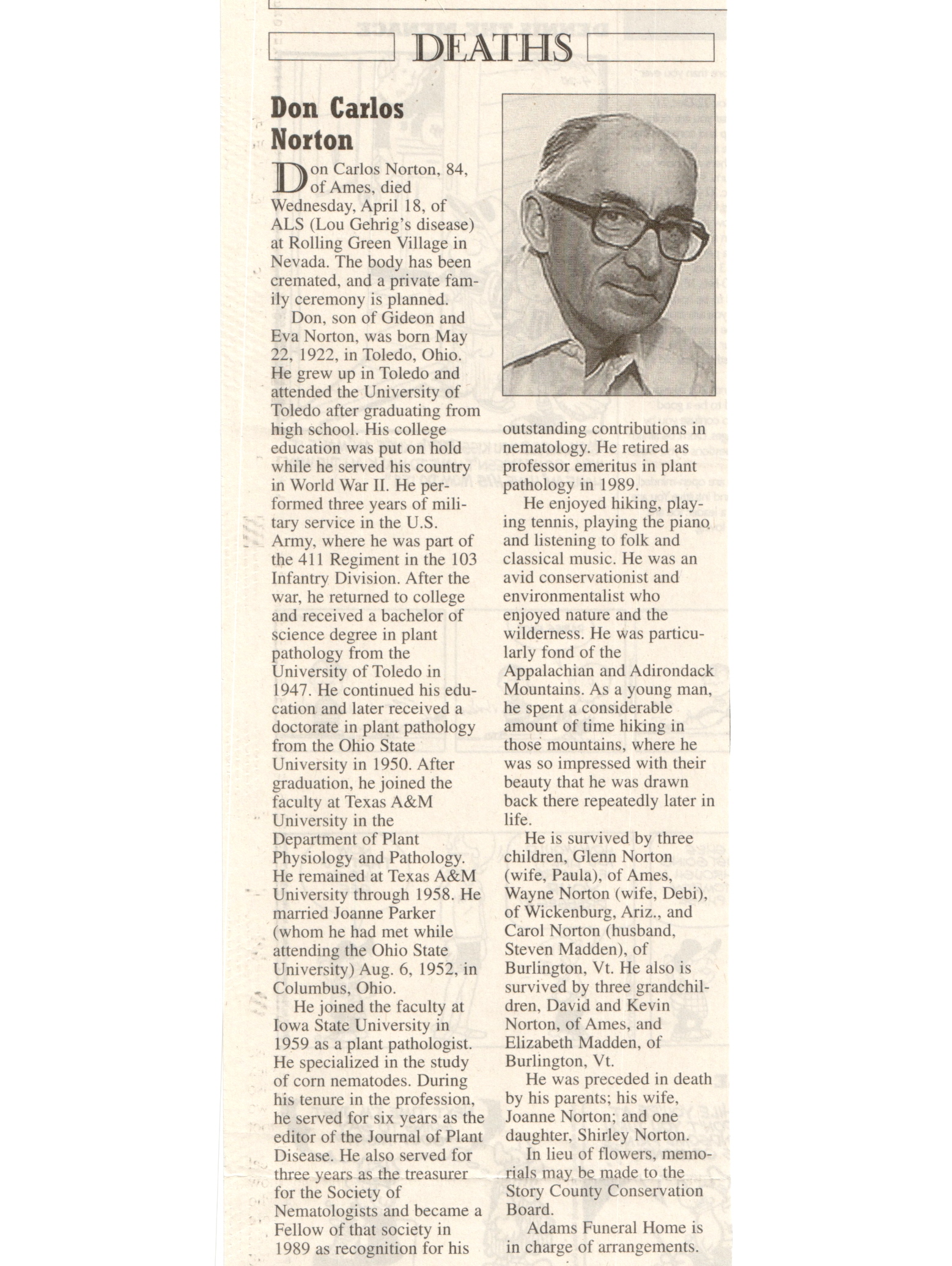 DC Norton Obituary